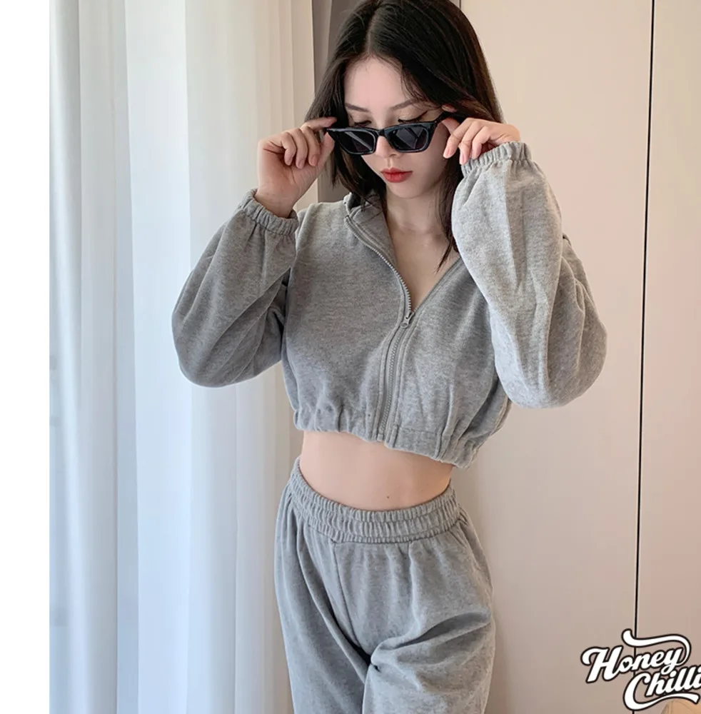 

WOMENGAGA Casual Loose Women Korean Short Sexy Women Long-sleeved Pullovers Hoodies Sweatshirt Hoodie Clothes Streetwear 1CG8