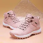 Теплые розовые походные ботинки унисекс Нескользящие ботинки кроссовки зимние женские нескользящие Прочные ботинки для альпинизма спортивная обувь