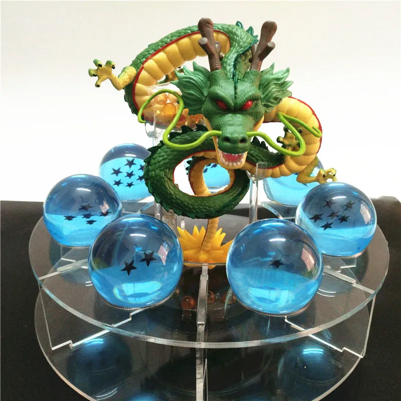 

Japanese Anime Z figure Shenron Shenlong action figures + 7pcs Crystal ball 4.2cm + 1 Shelf brinquedos