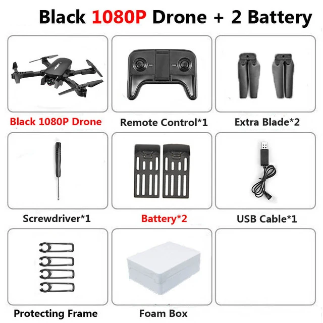 1080P 2BAT foam box Радиоуправляемый Дрон с 4K HD камерой FPV Wi-Fi функция удержания высоты Selife Дрон складной Квадрокоптер Vs E58 SG106 M69 xs816 дроны - Цвет: 1080P 2BAT foam box