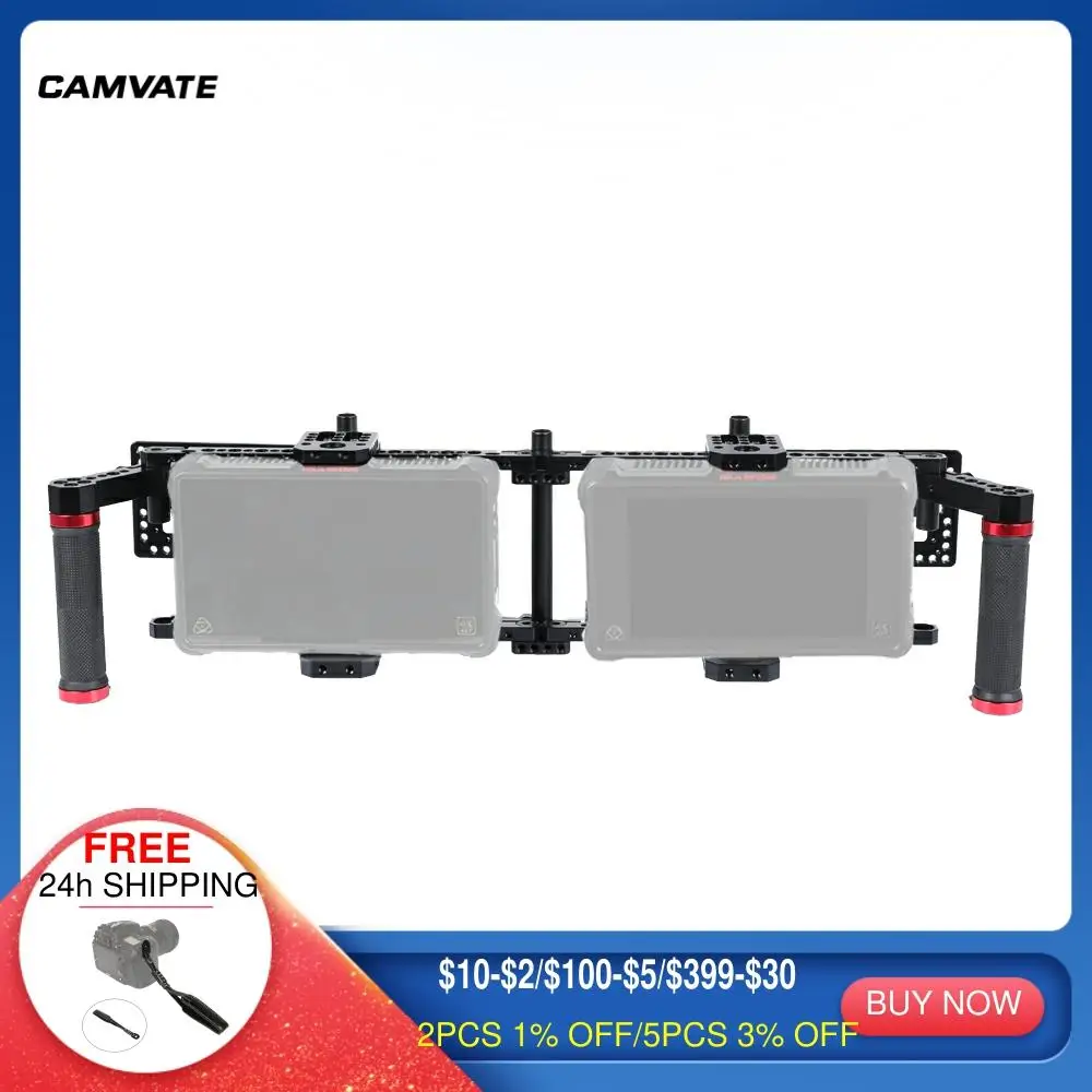 

CAMVATE Director's Dual Monitor Cage Rig With Rubber Handgrips & Battery Plates For 5" & 7" LCD Monitors (ATOMOS NINJA INFERNO)