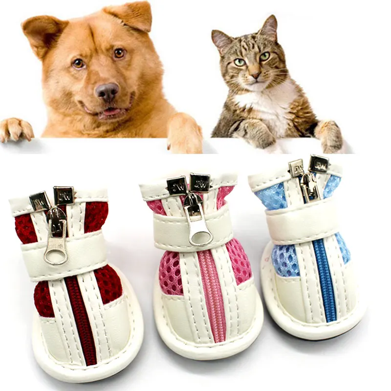 

Elastic Breathable Mesh Dog Shoes Zipper Sports Shoes Breathable Fashion Pattern Assorted Colors Pet Shoes Free Shipping