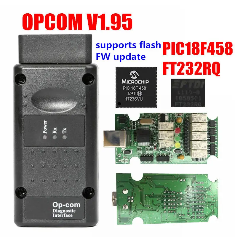 OPCOM V1.95 OPCOM V1.99 V1.95 V1.78 V1.70 V1.65 V1.59 OBD2 CAN-BUS считыватель кода для Опель OP COM OP-COM obd2 Диагностический PIC18F458 чип ftdi - Цвет: OPCOM V1.95