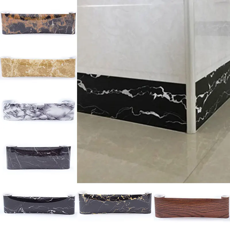 

Marble Pattern Self-Adhesive Skirting Line Background Wall Bedroom Decoration Line Waterproof Pvc Decorative Skirting Line
