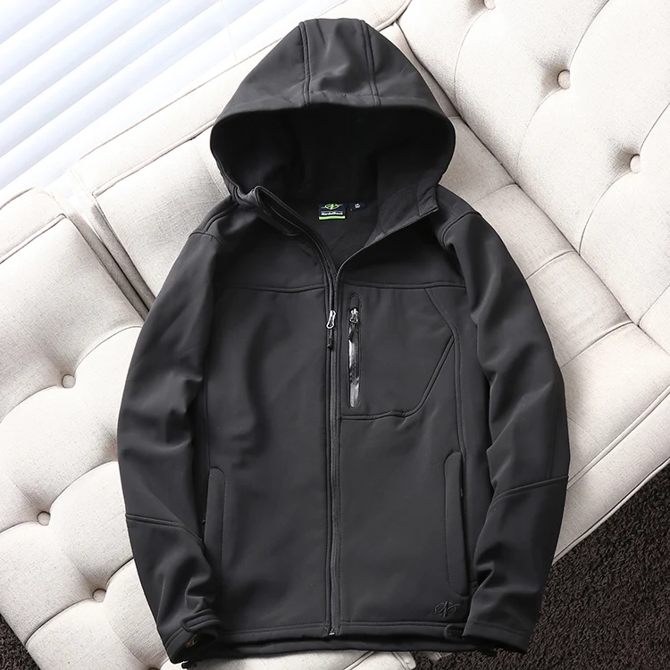 Ветровка мужская с флисовой подкладкой Флисовая теплая куртка капюшоном мягкая
