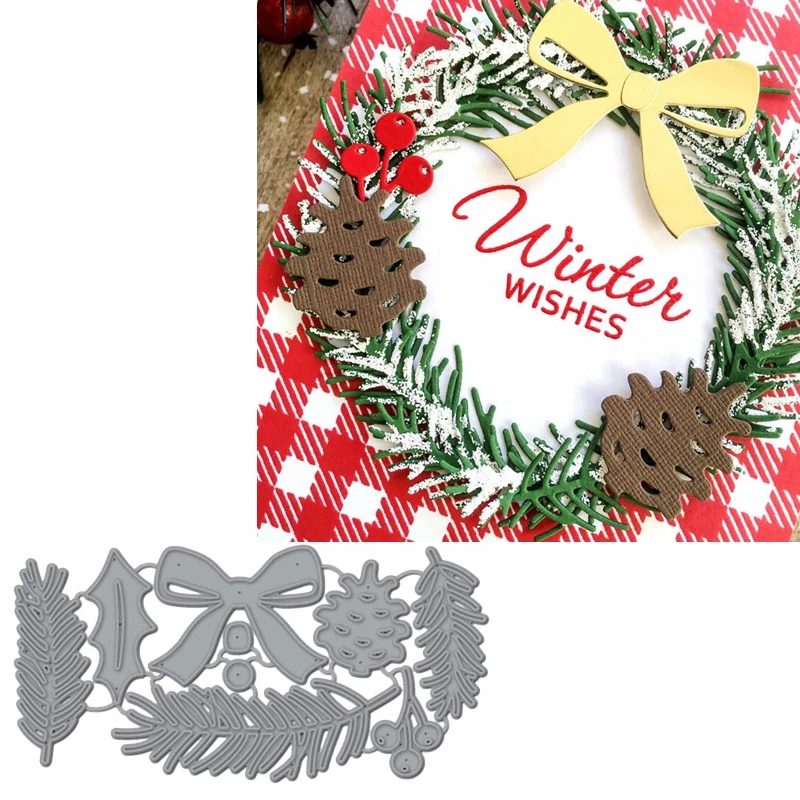 Рождественский бант Ilex конус сосны металлические Вырубные штампы трафареты