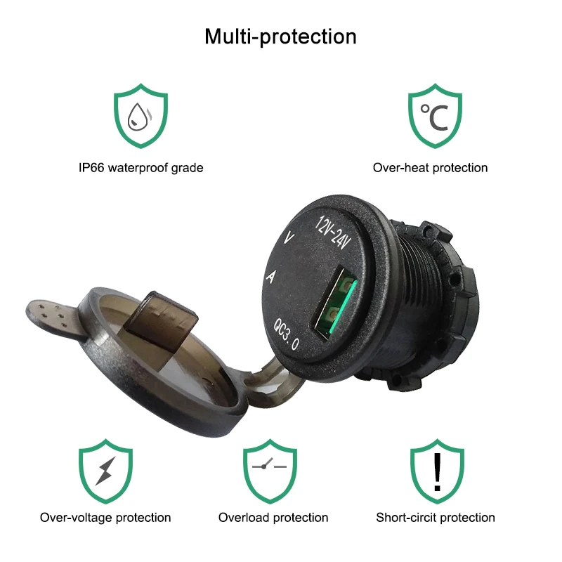 QC 3 0 USB зарядное устройство розетка синий светодиодный цифровой дисплей