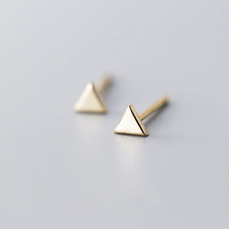 Gold Triangle ElfoPlataSi, настоящее 925 пробы, серебро, золото, треугольник, сердце, звезда, крест, круглые серьги-гвоздики для женщин, серебро, 925, ювелирное изделие, ED395 - Окраска металла: Gold Triangle