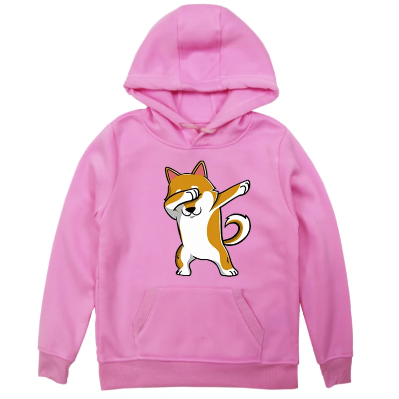 Детские вельветовые толстовки для мальчиков и девочек Dab Kawaii Shiba Inu повседневные