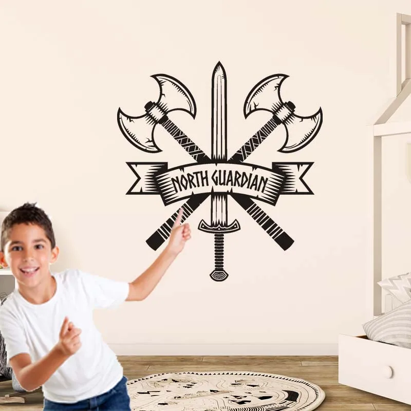 Северная Guardian море воин Северной гвардии варварский топор меч Наклейка на стену