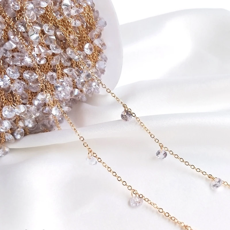 

14K True Gold Filled Color Retention 4MM Zircon Crystal Round Beads Necklace Chains DIY Jewelry Making Accessories Findings