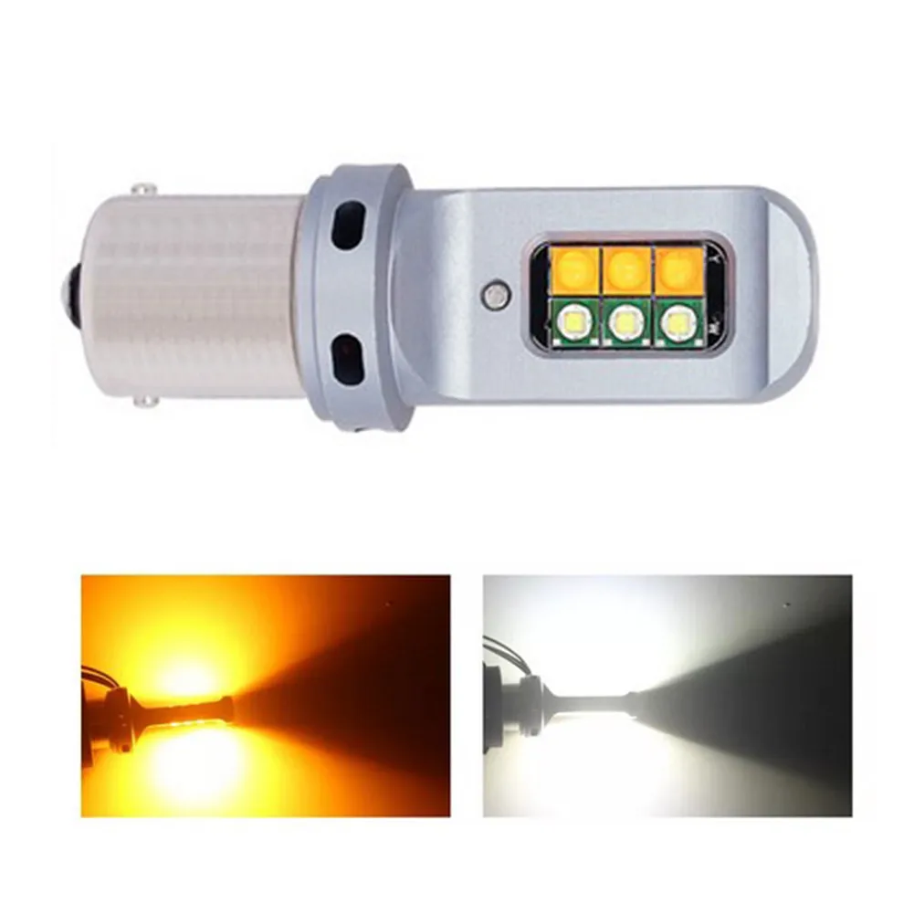 

2pcs 1156 7440 Car LED With Decoding Turn Signal Day Running Light White&Yellow Daytime Running Signal Lights