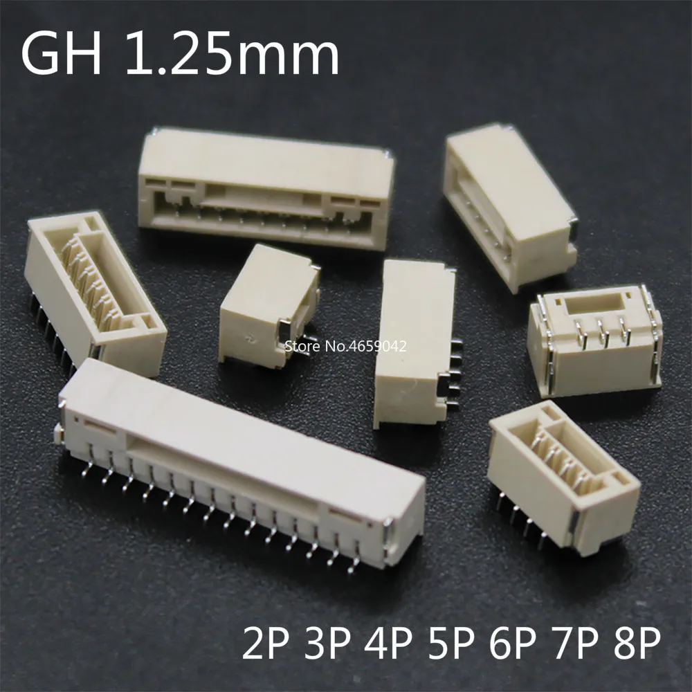 

Горизонтальный JST A1257, 50 шт./лот GH 1,25 мм, лежа с замковым разъемом 2P 3P 4P 5P 6P 8P SMT