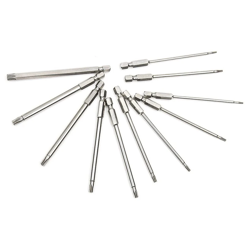 11 шт. Биты для отвертки Torx с отверстием 100 мм набор длинных шестигранных бит