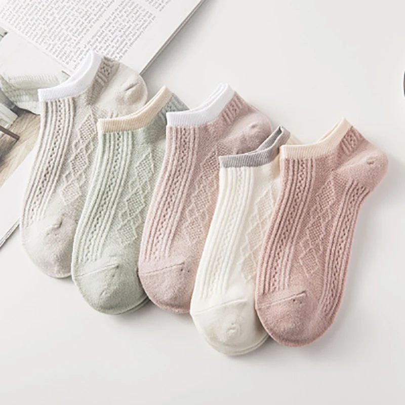 

2021New Fashion Spring Women Japanese Style Double Needle Imitation Cotton Short Tube Solid Stripe Socks491430