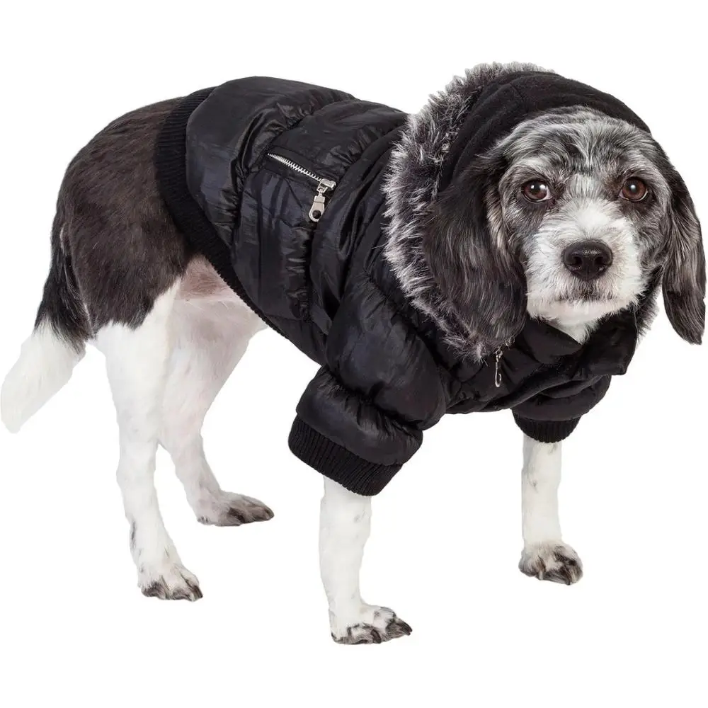 

Warm Winter Dog Coat Fleece Faux Fur Overalls for Dogs Metallic Fashion Pet Parka Clothes XL 2XL