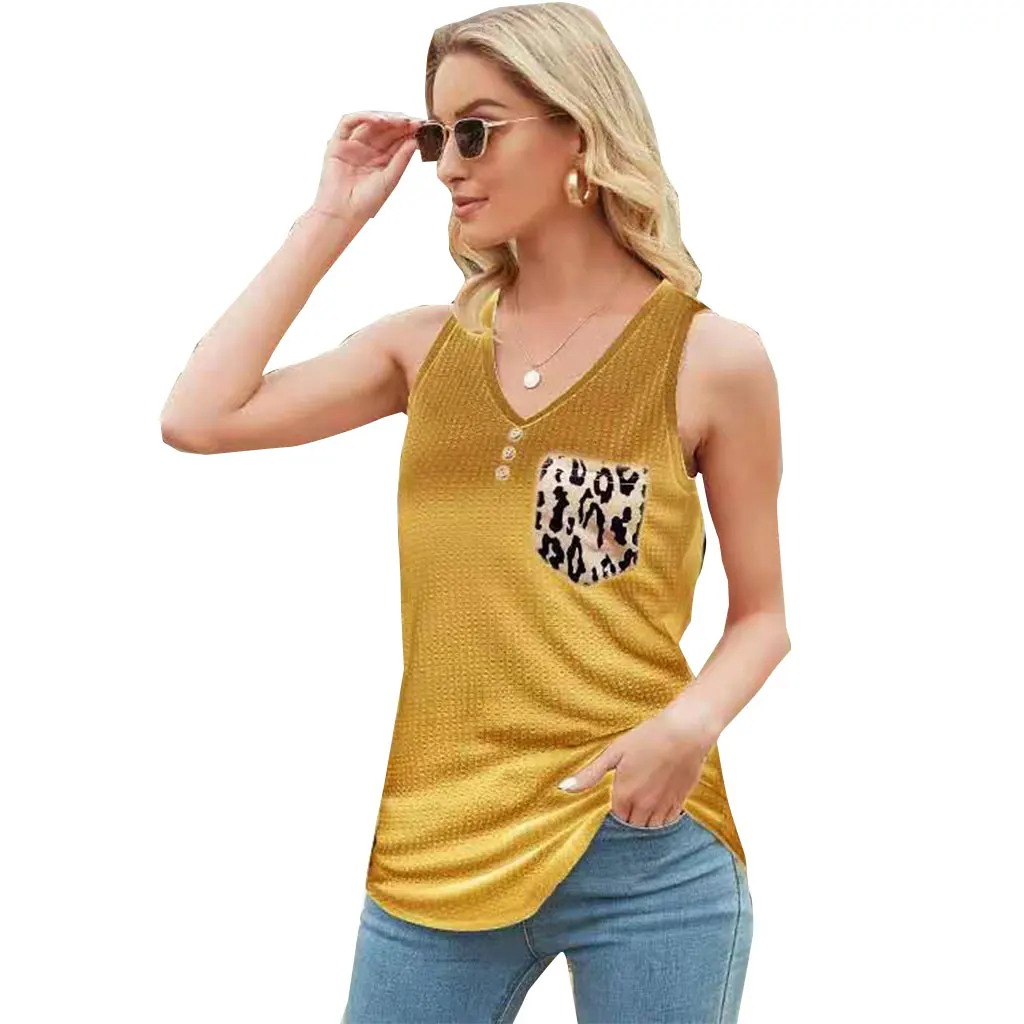 

Women Summer Tank Tops Casual Workout Loose Pullover Sleeveless V-Neck Shirt 2021