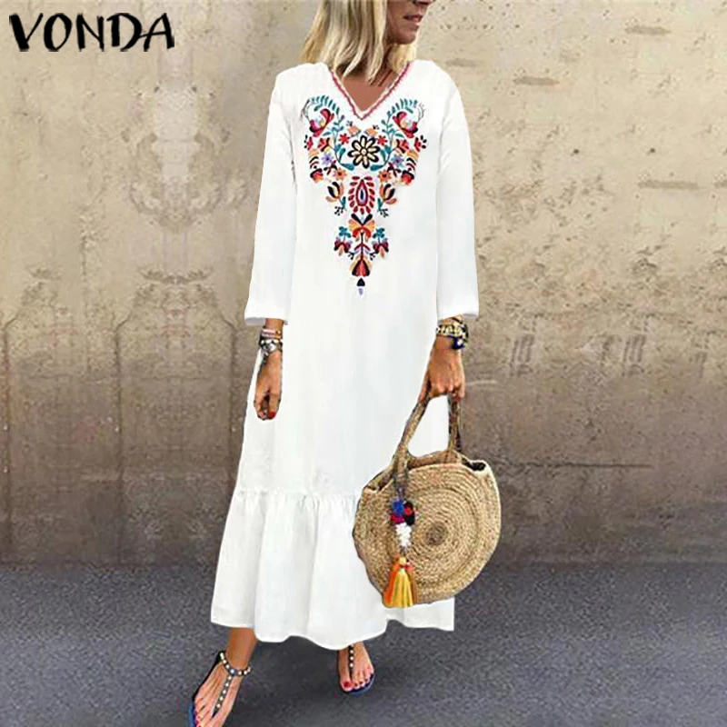 VONDA вечерние платья повседневные винтажные с принтом сексуальное богемное
