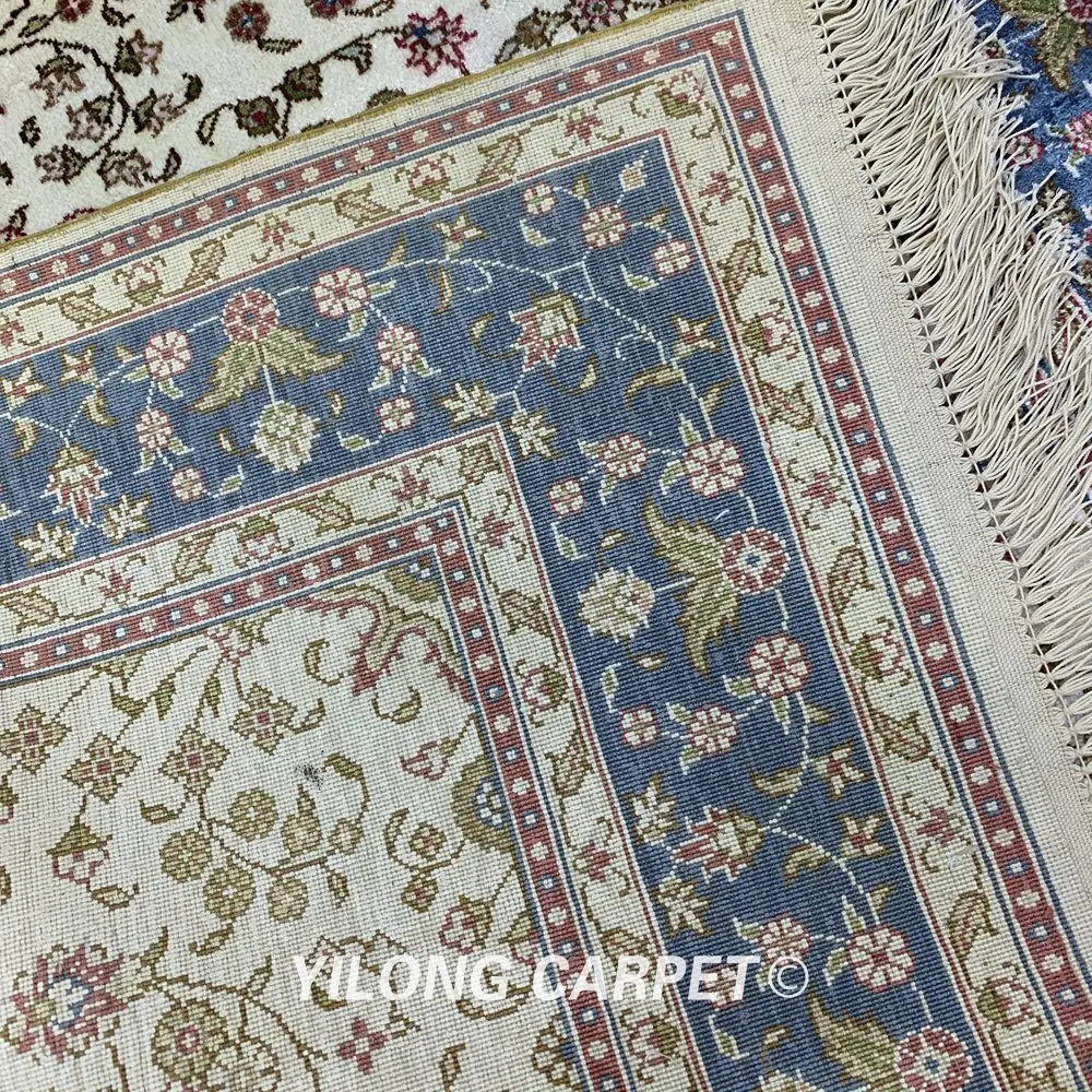 Yilong 3 'x 5' персидский Шелковый бежевый ковер ручные узелковые типы восточных