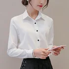 Брендовые весенние белые рубашки, шифоновая Офисная Женская блузка, облегающие базовые Топы, большие размеры, модная рубашка для отдыха, блузки с длинными рукавами