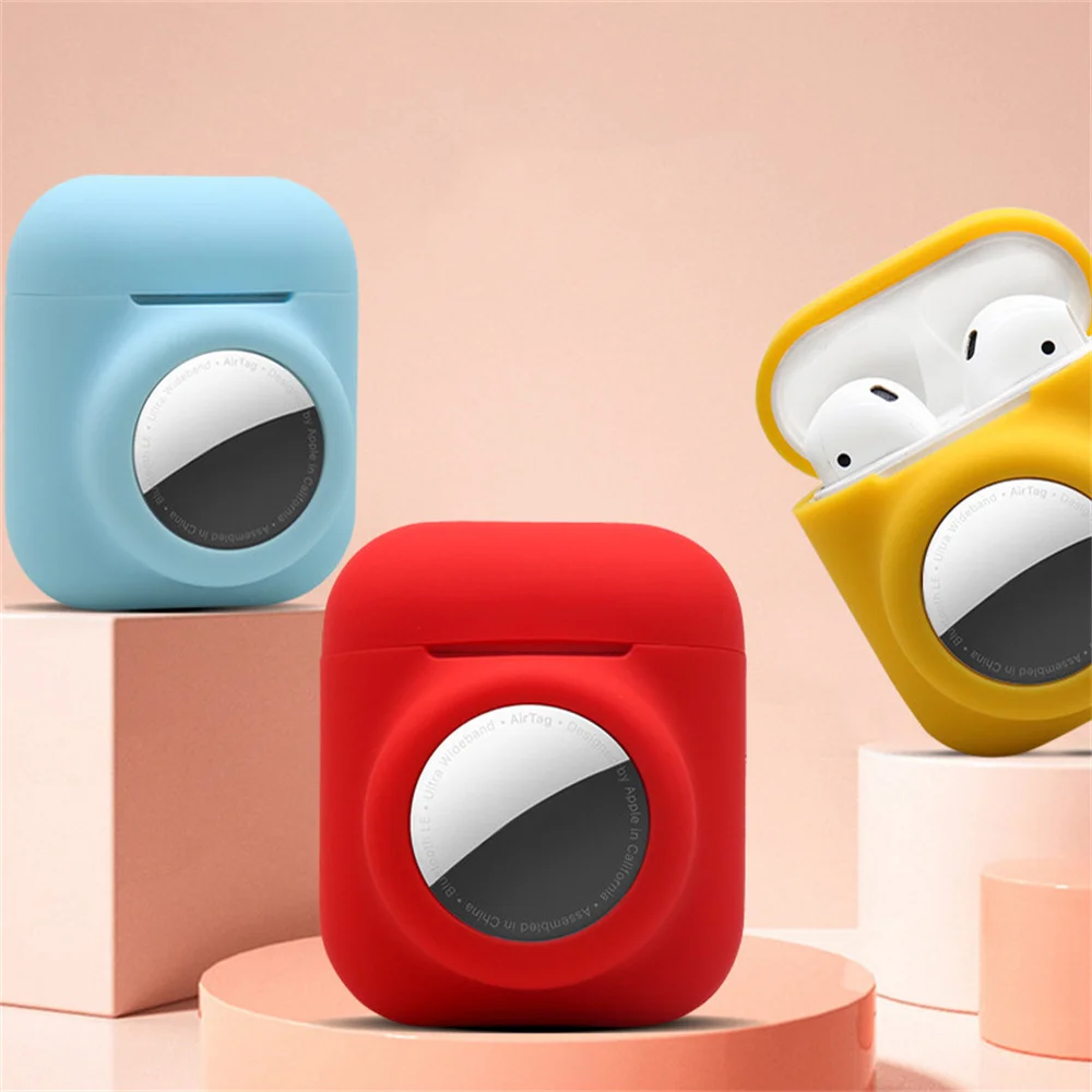 

Прочный мягкий силиконовый чехол 2 в 1 для Apple airtag, чехол s для наушников AirPods, чехол с защитой от потери, аксессуары, защитный чехол для кожи