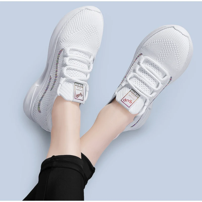

Women Sneakers Breathable Female Knitted Shoes Summer Spring Women's Running Shoe Soft Bottom 2021 Casual Footwear Comfort New