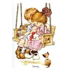 Набор для алмазной живописи FC592, стразы с квадратной вышивкой для мальчиков и девочек, мозаика с изображением кота и девочки