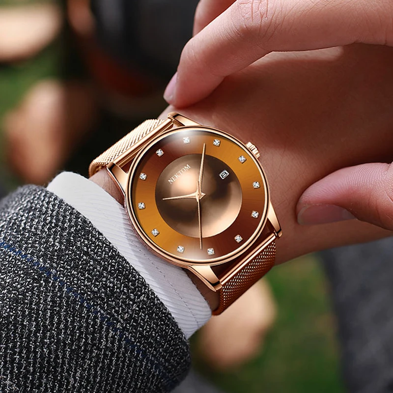 Нектом ультра-тонкие модные трендовые простые часы водонепроницаемые выбор