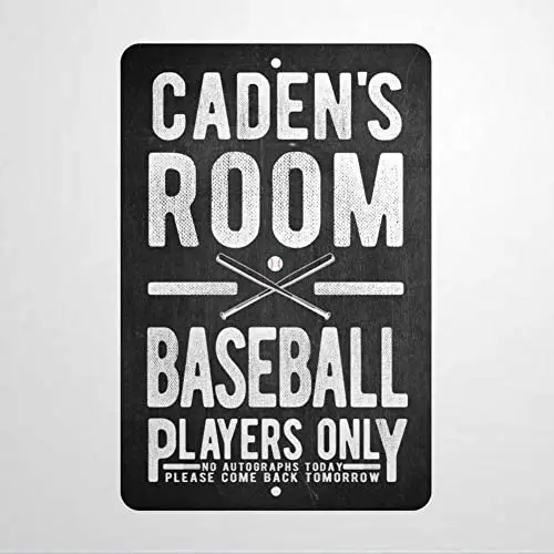 

Baseball Players Only No Autographs Room Wall Decor Door Custom Aluminum Metal Sign | 12x18 Inches Yard.