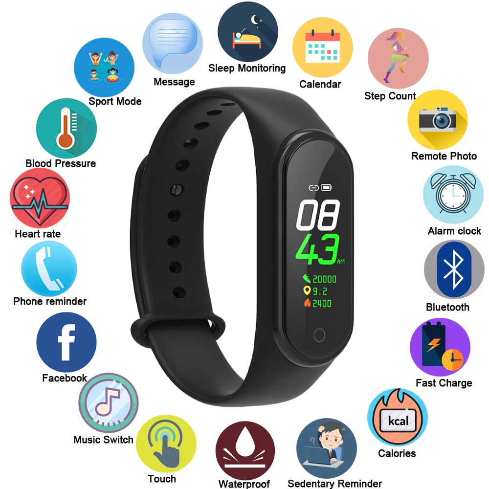 2020 новые M4 тонкие Смарт-часы для женщин и мужчин IPHONE Android фитнес-трекер Браслет 0 96