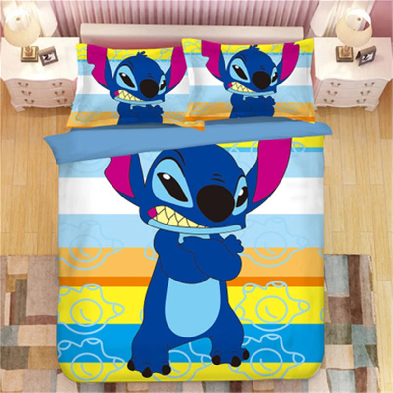 3D disney Home "Лило и Стич" набор постельных принадлежностей одеяло покрытие двойной спальни декор для детей мальчик девочка Королева Король Размер постельных принадлежностей набор