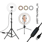 Кольцевой светодиодный светильник 10 дюймов со штативом, круглая лампа для селфи, кольцевой светильник для фото, съемки видео, набор для студийной съемки