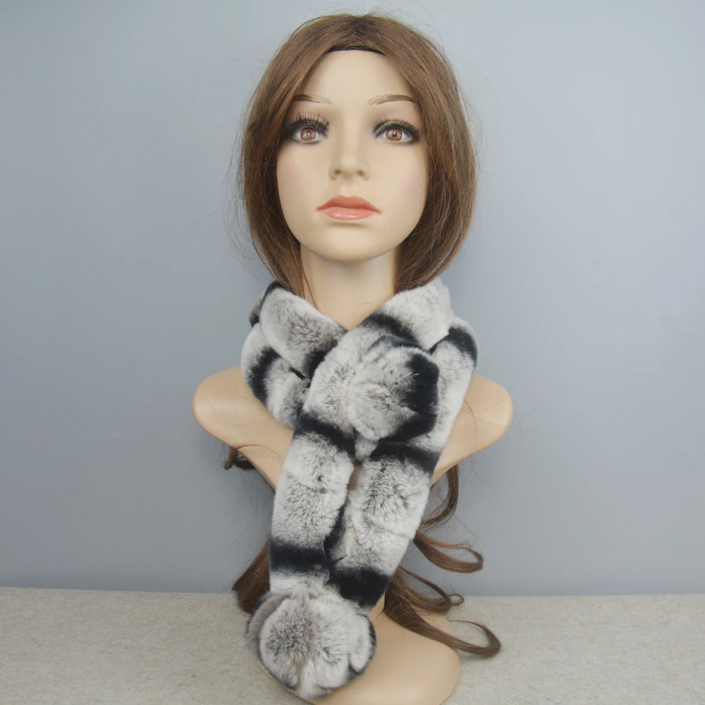 

Winter Warm Lady Scarf New Style Women Real Rex Rabbit Fur Scarf Natural Rex Rabbit Fur Scarf Lady Quality 100% Real Fur Muffler
