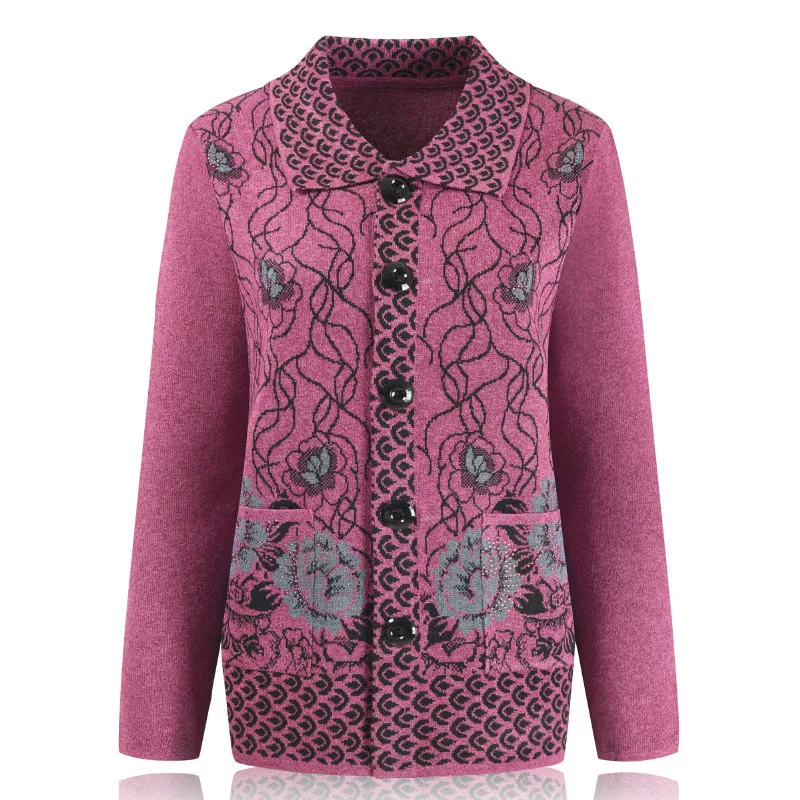 Женский трикотажный кардиган с принтом Осенний свитер для женщин среднего