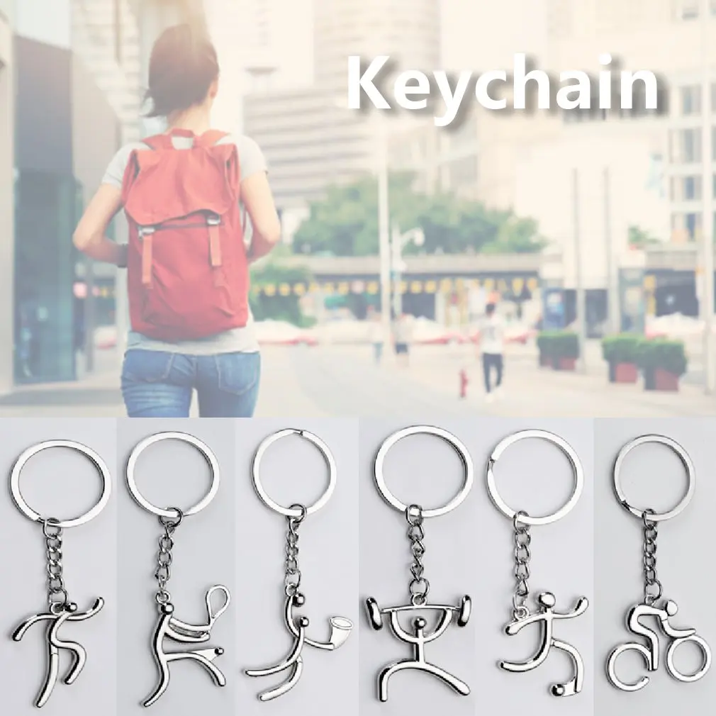 Sports Logo Key Chain Bike Running Weightlifting Football Basketball Keychain Ring Decor Accessories | Дом и сад
