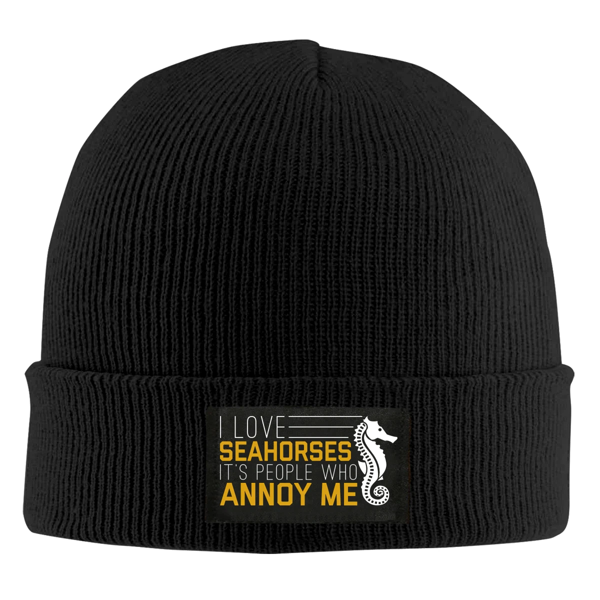 

I Love Seahorse Beanie Hats For Men Women With Designs Winter Slouchy Knit Skull Cap