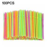 100pcs disposable plastic drinking straws long multi colored bendable disposable straws party birthday celebration supplies