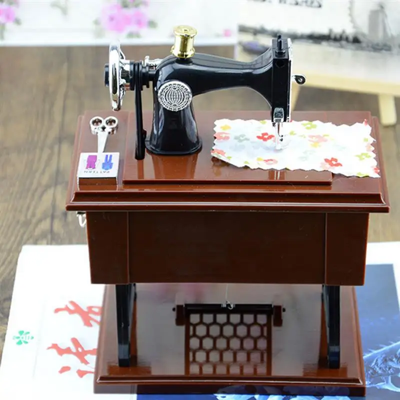Musical Sewing Machine Music Box Vintage Retro Clockwork Table Desk Decoration Toy Gift for Children | Дом и сад