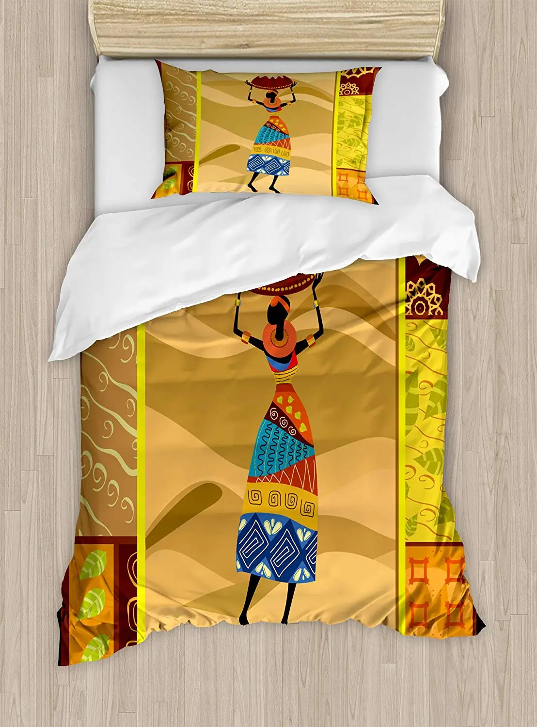 Африканский комплект пододеяльников украшенный мотивом природы верблюда слон