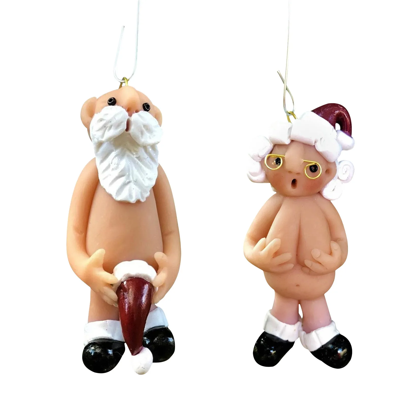 

2 pcs Naughty Santa playful Christmas Ornament Stocking Cap Santa Ornament Santa Cute and funny Xmas decoration pendant 2021