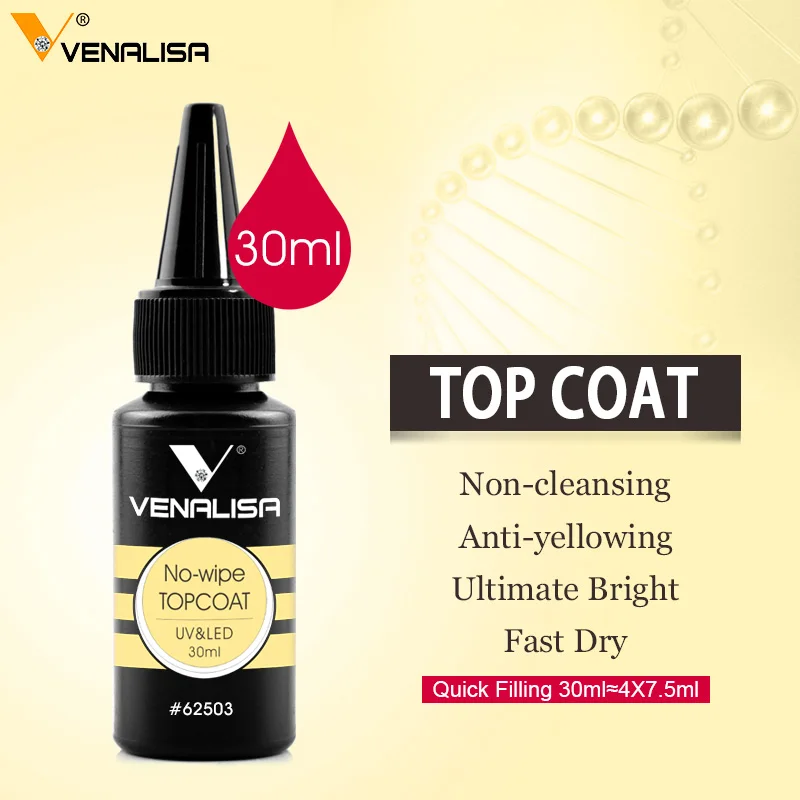 New manicure Venalisa 30ml 1oz Nowipe topcoat soak off led uv nail gel polish base coat nail polish gel