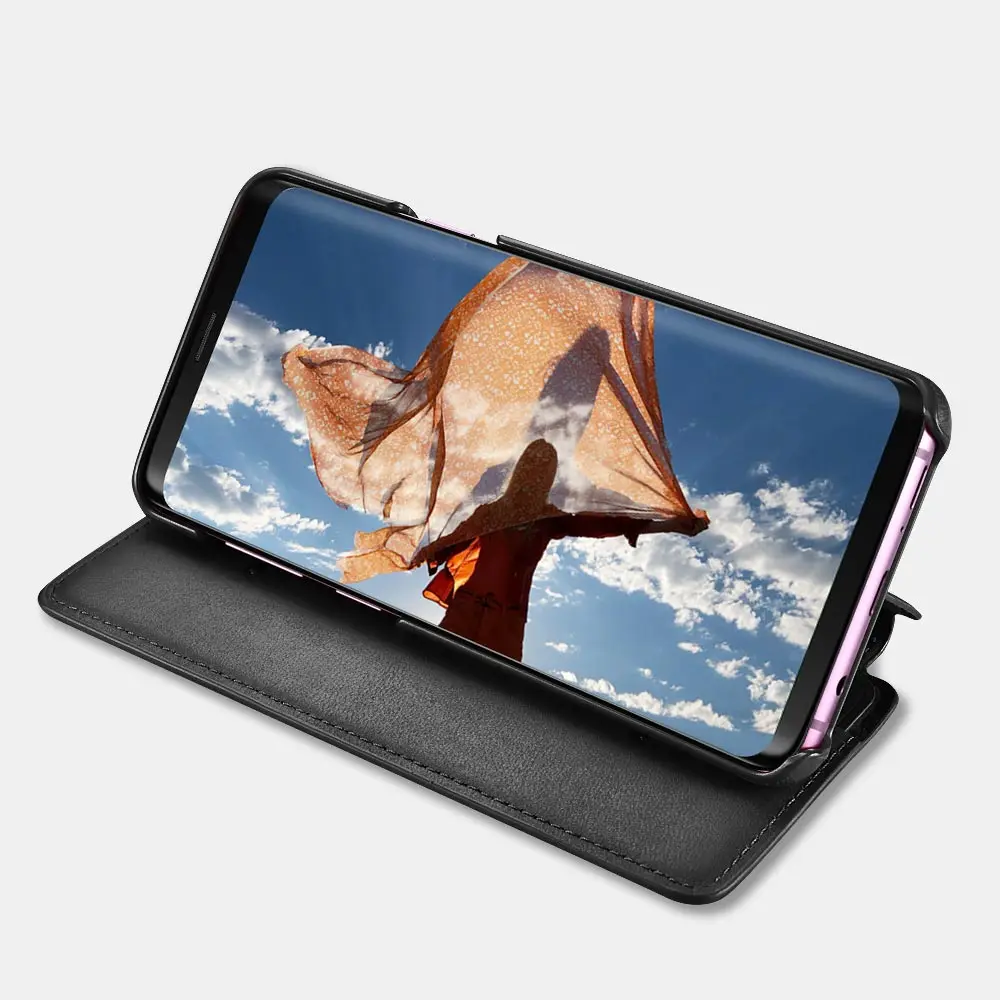 Icarer бренд для samsung S9 plus Чехол Съемный из натуральной кожи Чехлы-бумажники с застежкой, слот для карт, чехол-книжка и подставка