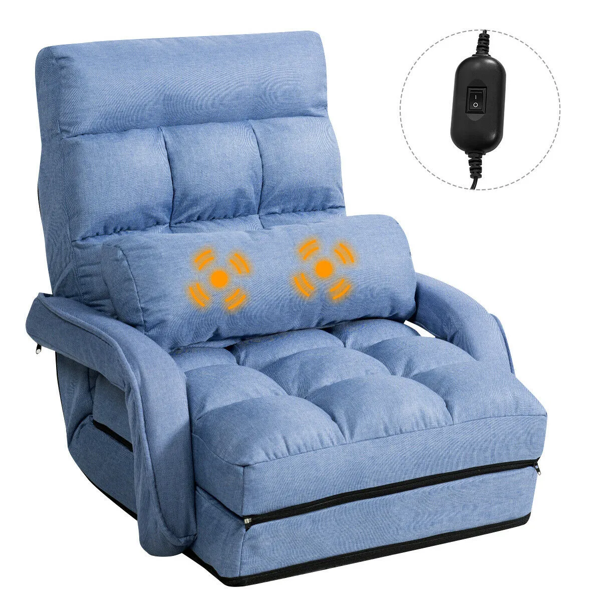 

COSTWAY Adjustable Folding Floor Massage Chair Foldable Design Lazy Sofa Ergonomic Armrests Pillow Skin-Friendly Cotton Cover