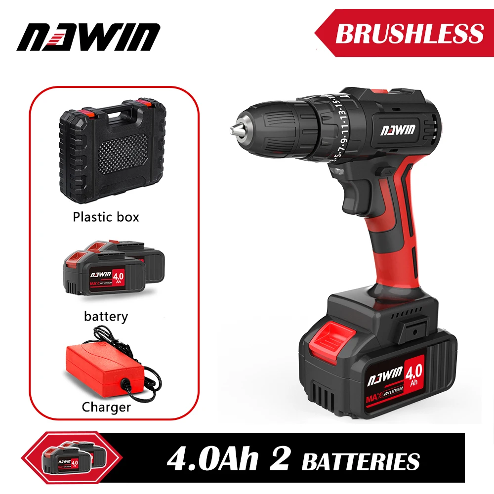 

NAWIN 20V бесщеточный Электрический сверлильный 80NM Аккумуляторный шуруповерт Батарея мини электрический Мощность отвертка Дрель аксессуары