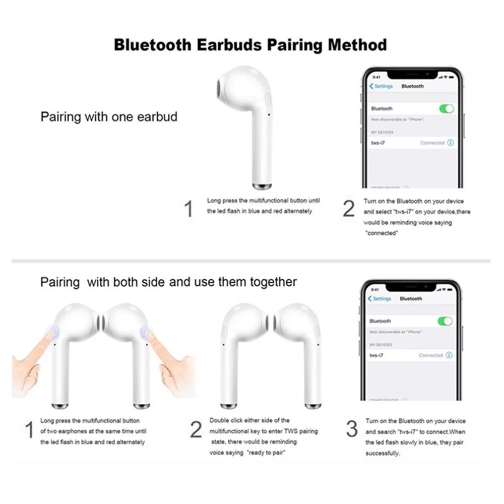 TWS i7s беспроводные Bluetooth наушники-вкладыши стерео наушники для всех смартфонов беспроводные гарнитуры