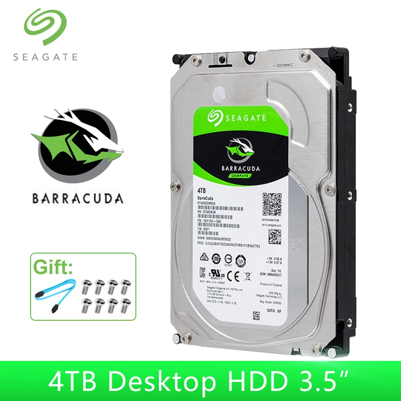 Оригинальный Seagate BarraCuda 4TB внутренний HDD 3 5 дюймов 256 МБ кэш игровой настольный