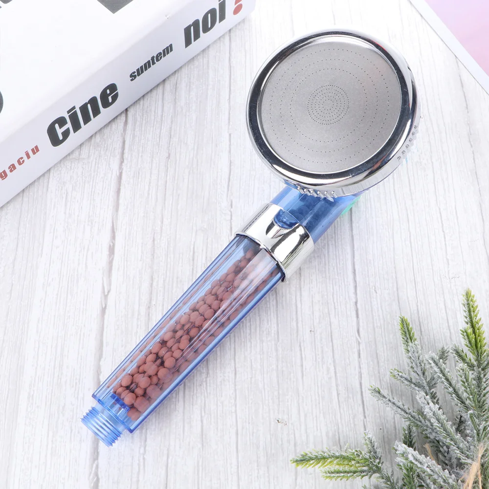 

1pc Anion Shower Head 3 Modes Adjustable Jetting Filter Shower Sprayer with Hose (White)