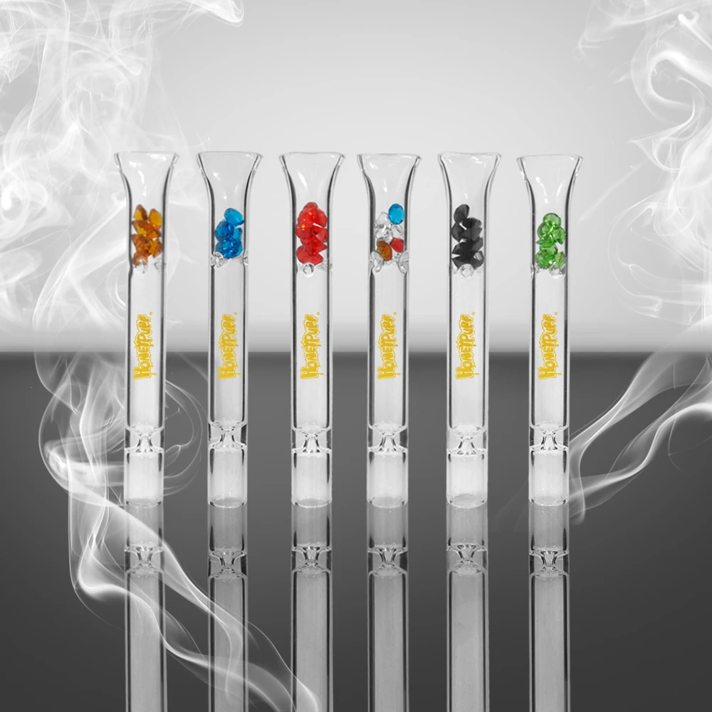

HONEYPUFF Glass Pipe One Hitter Pipe With Diamond Design 103MM Tobacco Hand Pipes Suit Wood Dugout Case Box Accessoires