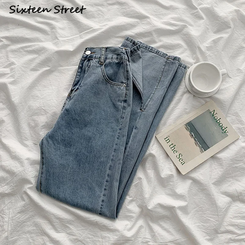 Джинсы бойфренды женские с завышенной талией винтажные брюки из денима разрезом