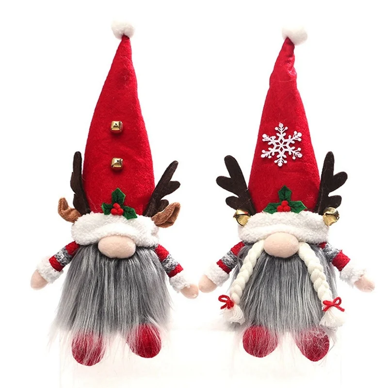 

Рождественская кукла с светящимися рогами, парная кукла с длинной бородой, карликовая кукла, украшение для детской празднивечерние НКИ, под...